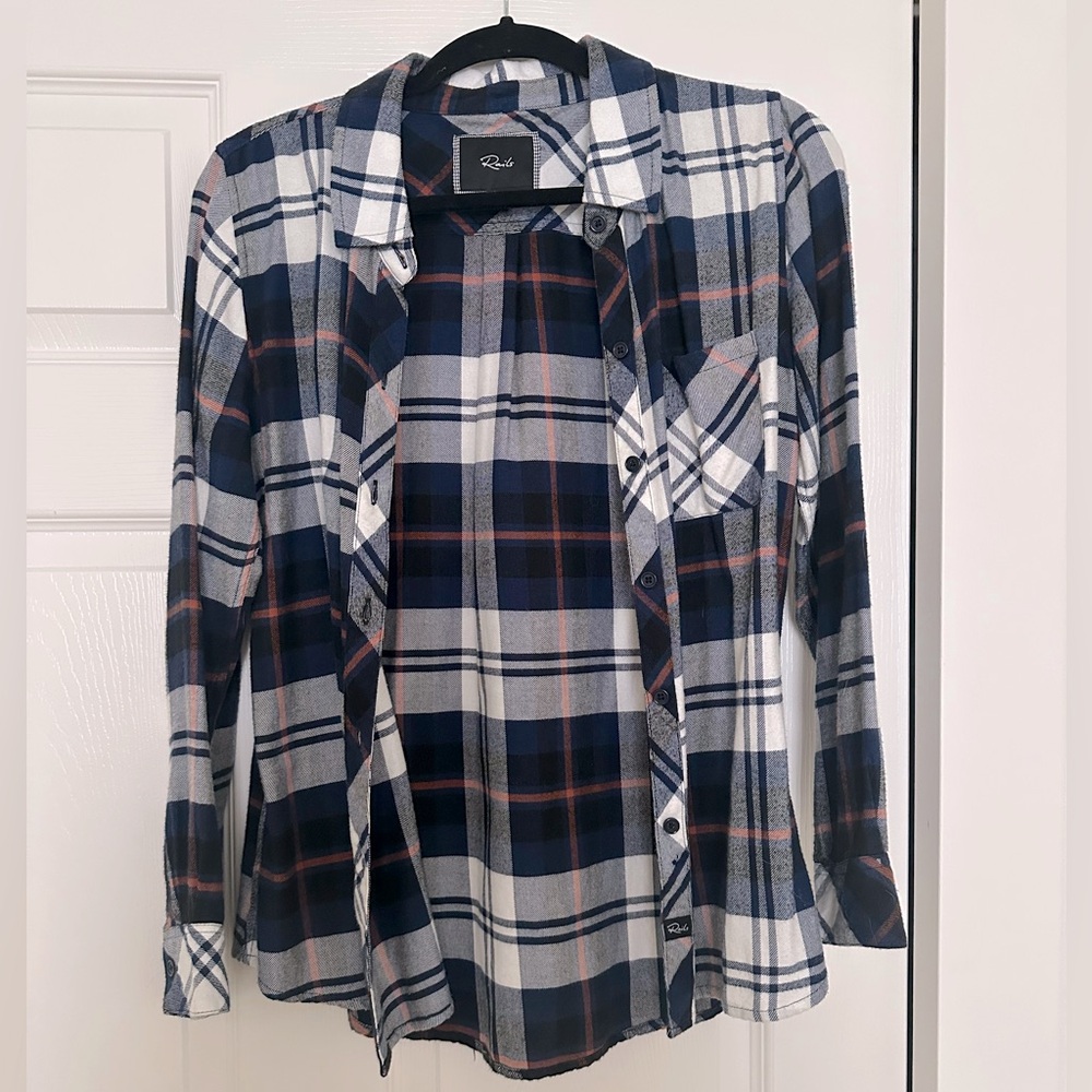 Rails Navy and White Plaid Shirt